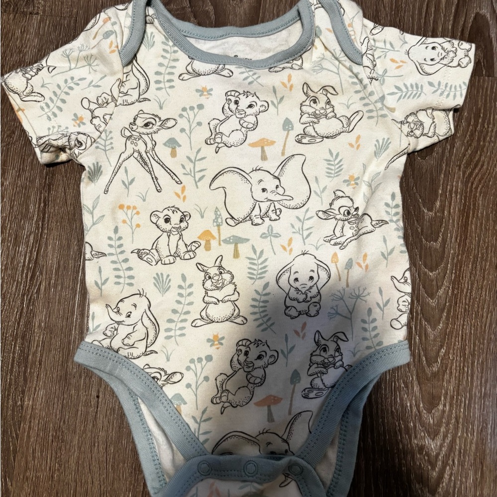 Disney Cream and Gray Animal Print Bodysuit